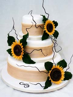 Three tier round sunflower cake