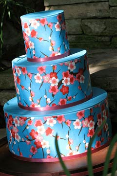 blue cherry blossom cake