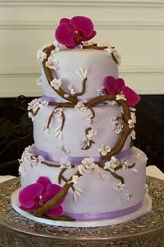 white and pink cherry blossom cake