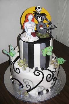 Two tier, nightmare before christmas wedding cake
