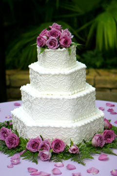 four tiered hexagon wedding cake