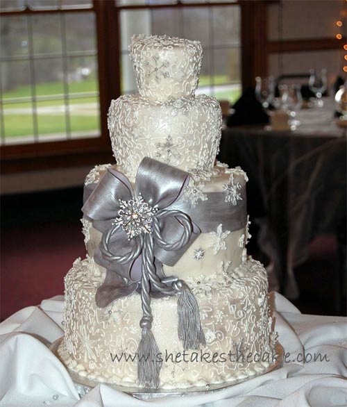 silver wedding cake