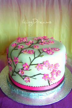 blue cherry blossom cake