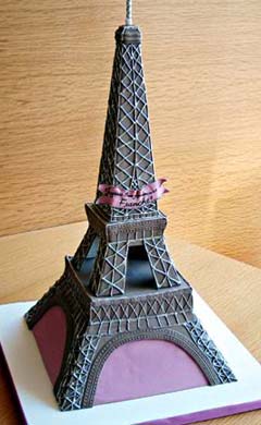 Artistic Paris inspired Eiffel Tower wedding cake
