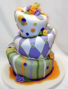 three tier crazy topsy turvy wedding cake