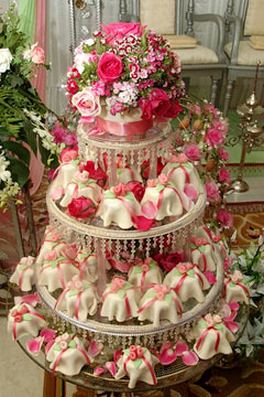 pink cupcake tiered wedding cake