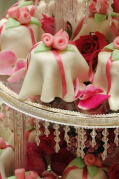pink miniature wedding cakes