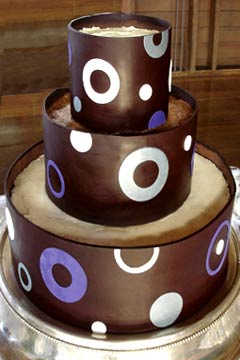 Three tier, retro silver and chocolate brown wedding cake
