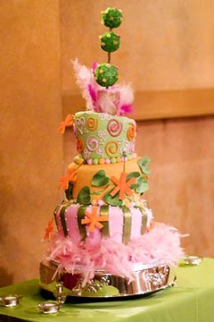 colourful topsy turvy cakes