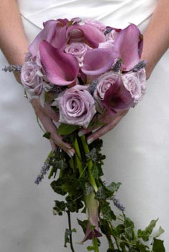 bridal bouquets - rose lilac flower bouquet - calla lillies bouquet