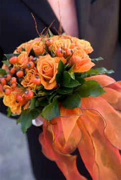 bridal bouquets - orange - exotic floral arrangements